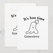 ブー（恋人）の日 ハロウィン デート 日時 ゴースト ブラック 招待状 (正面/裏面)
