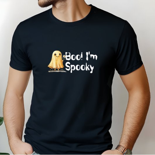 ブー!私はおばけ微笑み幽霊白 Tシャツ