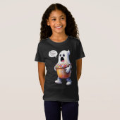 ブー！私はもっとキャンディが欲しい！バケツ付き幽霊 Tシャツ (正面フル)