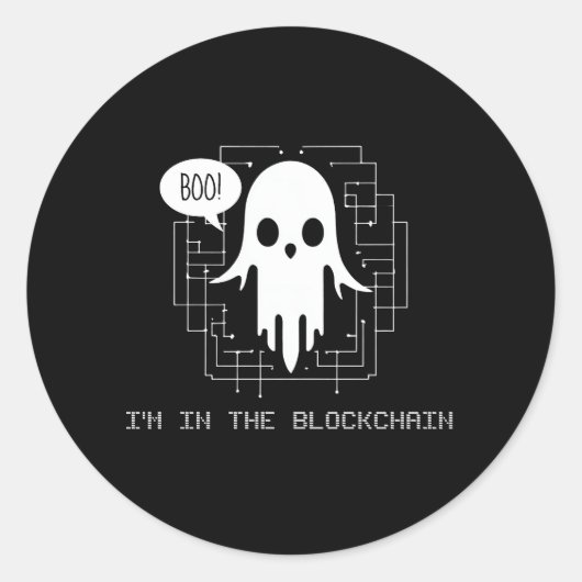 ブー、私はBlockchain Cryptoハロウィンおもしろいにいる ラウンドシール (正面)