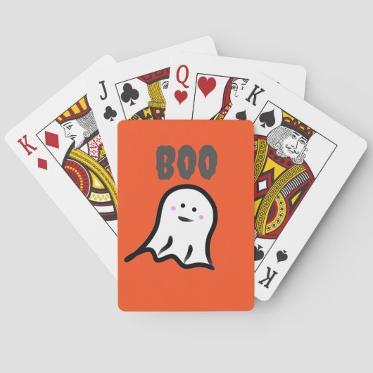 ブー！赤面幽霊かわいいハロウィーン トランプ (裏面)
