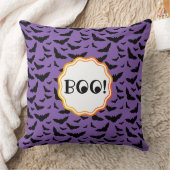 ブー!面白いハロウィンパープル/ブラック飛んでいるこうもり クッション (ブランケット)