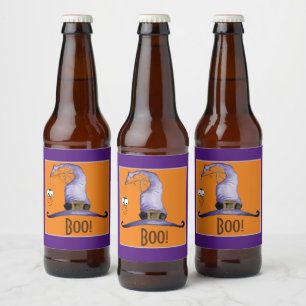 ブー!魔女お洒落の帽子 ビールラベル