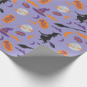 ブー！魔女とブロムシームレスなハロウィンギフトラップ ラッピングペーパー (角)