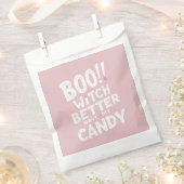 ブー!魔女は私のお菓子を持った方がいい | パステルピンク フェイバーバッグ (クリップ留めされた状態)