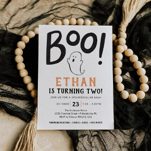 ブー！2回目の誕生日パーティーのハロウィーン 招待状