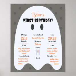 ブー！Boys Halloween 1st Birthday Milestoneポスター ポスター