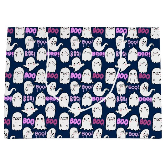 ブーGhostly.感じb DブルーBG ラージペーパーバッグ (正面)