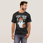 ブーIブー幽霊おもしろいハロウィンレトロデザイン Tシャツ (正面フル)