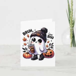 ブーIブー幽霊おもしろいハロウィーンのカボチャのちょうちんコーヒー カード