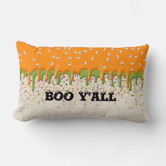 ブーY'all眼球がリネンハロウィンおもしろいを振りかけるもの ランバークッション (正面)
