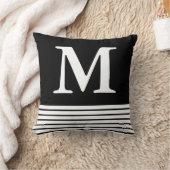 ブ無地のラック(B/Wストライプモノグラムの付) クッション (ブランケット)