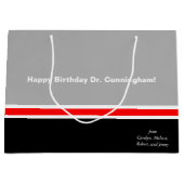 ブ男らしラックグレーとレッド ラージペーパーバッグ (正面)