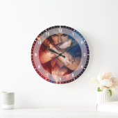 ブ疑問に思レスレットでブロックする女性 ラージ壁時計 (ホーム)