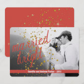 &ブ結婚したライトフラットホリデーカード シーズンカード (正面/裏面)