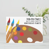 ブ絵を描ラシとパレット、アート&クラフツ誕生日 招待状 (スタンド正面)