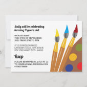 ブ絵を描ラシとパレット、アート&クラフツ誕生日 招待状 (裏面)