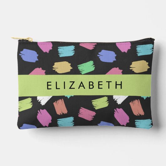 ブ絵を描ラシカラフル、ブラシストローク、名前 アクセサリーポーチ (正面)