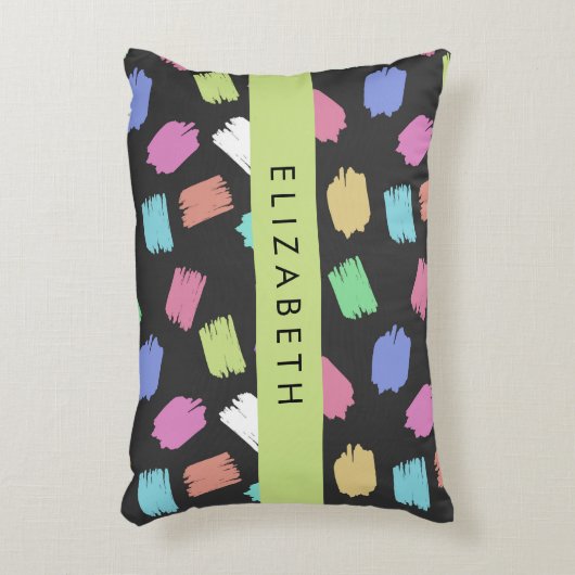 ブ絵を描ラシカラフル、ブラシストローク、名前 アクセントクッション (正面(垂直))