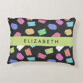 ブ絵を描ラシカラフル、ブラシストローク、名前 アクセントクッション (裏面)