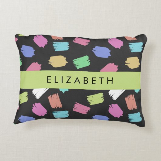 ブ絵を描ラシカラフル、ブラシストローク、名前 アクセントクッション (裏面)
