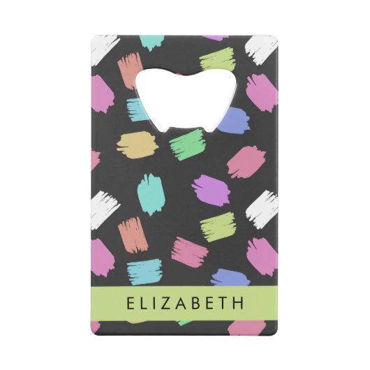 ブ絵を描ラシカラフル、ブラシストローク、名前 クレジットカード栓抜き (正面)