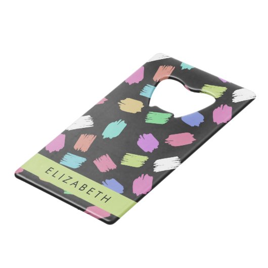 ブ絵を描ラシカラフル、ブラシストローク、名前 クレジットカード栓抜き (正面アングル)