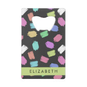 ブ絵を描ラシカラフル、ブラシストローク、名前 クレジットカード栓抜き (裏面)