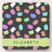 ブ絵を描ラシカラフル、ブラシストローク、名前 コースター (正面)