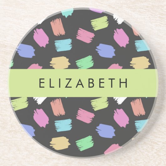 ブ絵を描ラシカラフル、ブラシストローク、名前 コースター (正面)