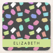 ブ絵を描ラシカラフル、ブラシストローク、名前 スクエアペーパーコースター (正面)
