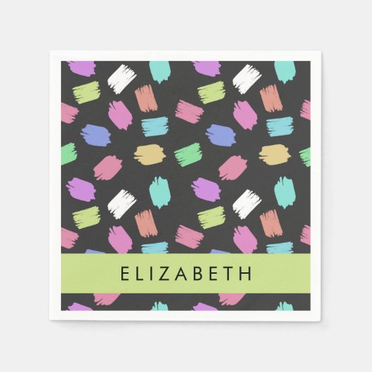 ブ絵を描ラシカラフル、ブラシストローク、名前 スタンダードカクテルナプキン (正面)