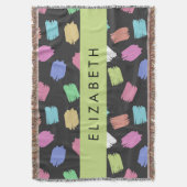 ブ絵を描ラシカラフル、ブラシストローク、名前 スローブランケット (正面縦)