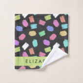 ブ絵を描ラシカラフル、ブラシストローク、名前 バスタオルセット (ウォッシュタオル)