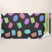 ブ絵を描ラシカラフル、ブラシストローク、名前 ビーチタオル (正面)