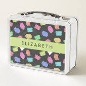 ブ絵を描ラシカラフル、ブラシストローク、名前 メタルランチボックス (裏面)