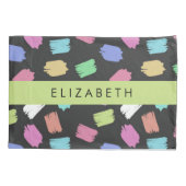 ブ絵を描ラシカラフル、ブラシストローク、名前 枕カバー (裏面)