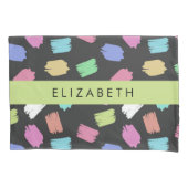 ブ絵を描ラシカラフル、ブラシストローク、名前 枕カバー (正面)