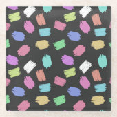 ブ絵を描ラシストロカラフルーク ガラスコースター (正面)