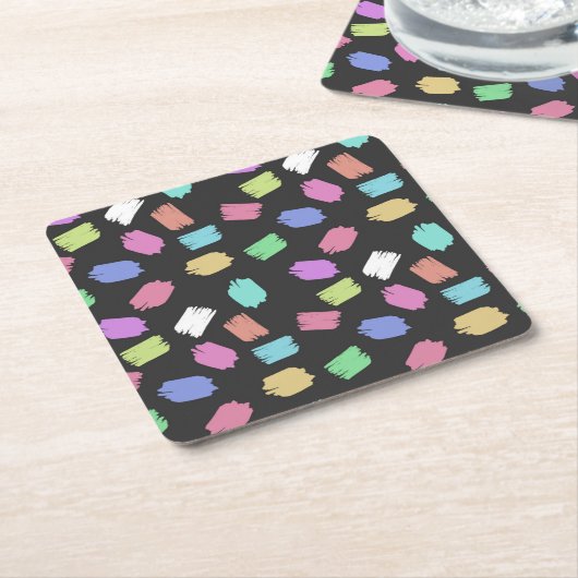 ブ絵を描ラシストロカラフルーク スクエアペーパーコースター (アングル)