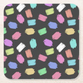 ブ絵を描ラシストロカラフルーク スクエアペーパーコースター (正面)