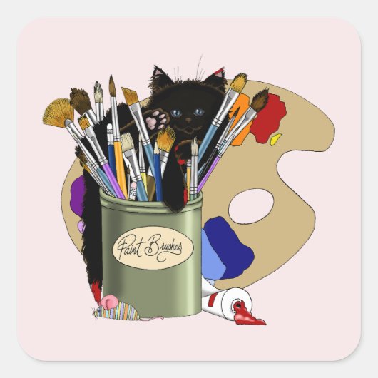 ブ絵を描ラシュパレットブラックキットンアーティスト スクエアシール (正面)