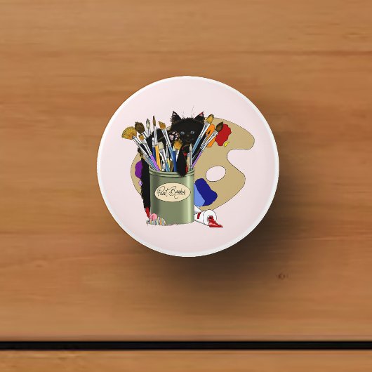 ブ絵を描ラシュパレットブラックキットンアーティスト セラミックノブ