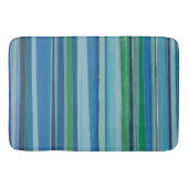 ブ絵を描ースとグリーンのストライプ バスマット (正面)