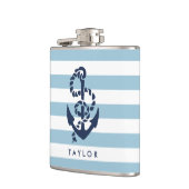 ブ航海のルストライプいかりパーソナライズされた フラスク (左)