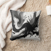 ブ芸術的ラッシュストローク(モノクロ装飾用クッション) クッション (ブランケット)