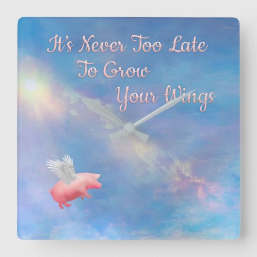 ブ飛んでいるタ育て スクエア壁時計 (正面)