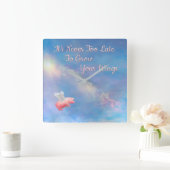 ブ飛んでいるタ育て スクエア壁時計 (ホーム)