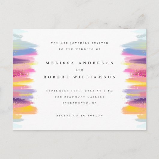 ブ鮮やかカラフルラシストロースクボヘ結婚ミアン インビテーションポストカード (正面)