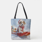 ブrittany スパニエル犬のそりクリスマス トートバッグ (裏面)